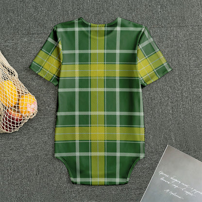 Green And Yellow Stewart Tartan Print Men's Bodysuit