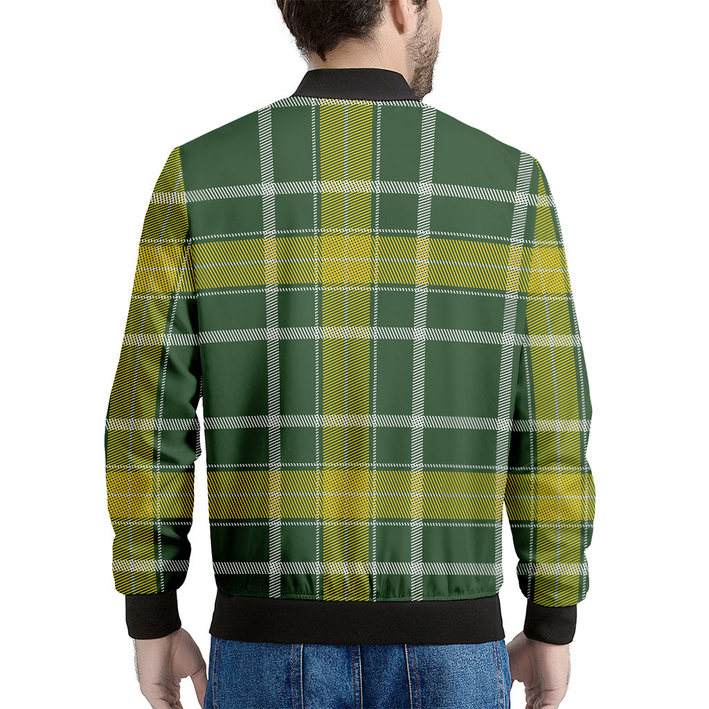 Green And Yellow Stewart Tartan Print Men's Bomber Jacket