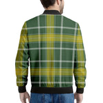 Green And Yellow Stewart Tartan Print Men's Bomber Jacket