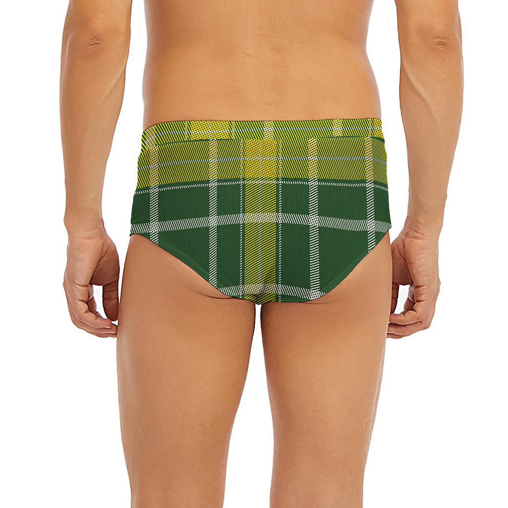 Green And Yellow Stewart Tartan Print Men's Briefs