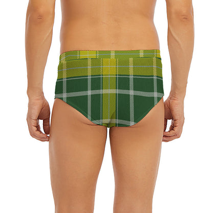 Green And Yellow Stewart Tartan Print Men's Briefs