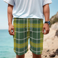 Green And Yellow Stewart Tartan Print Men's Cargo Shorts