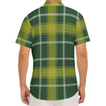 Green And Yellow Stewart Tartan Print Men's Deep V-Neck Shirt