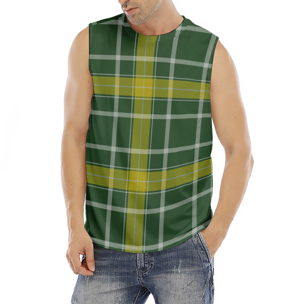 Green And Yellow Stewart Tartan Print Men's Fitness Tank Top