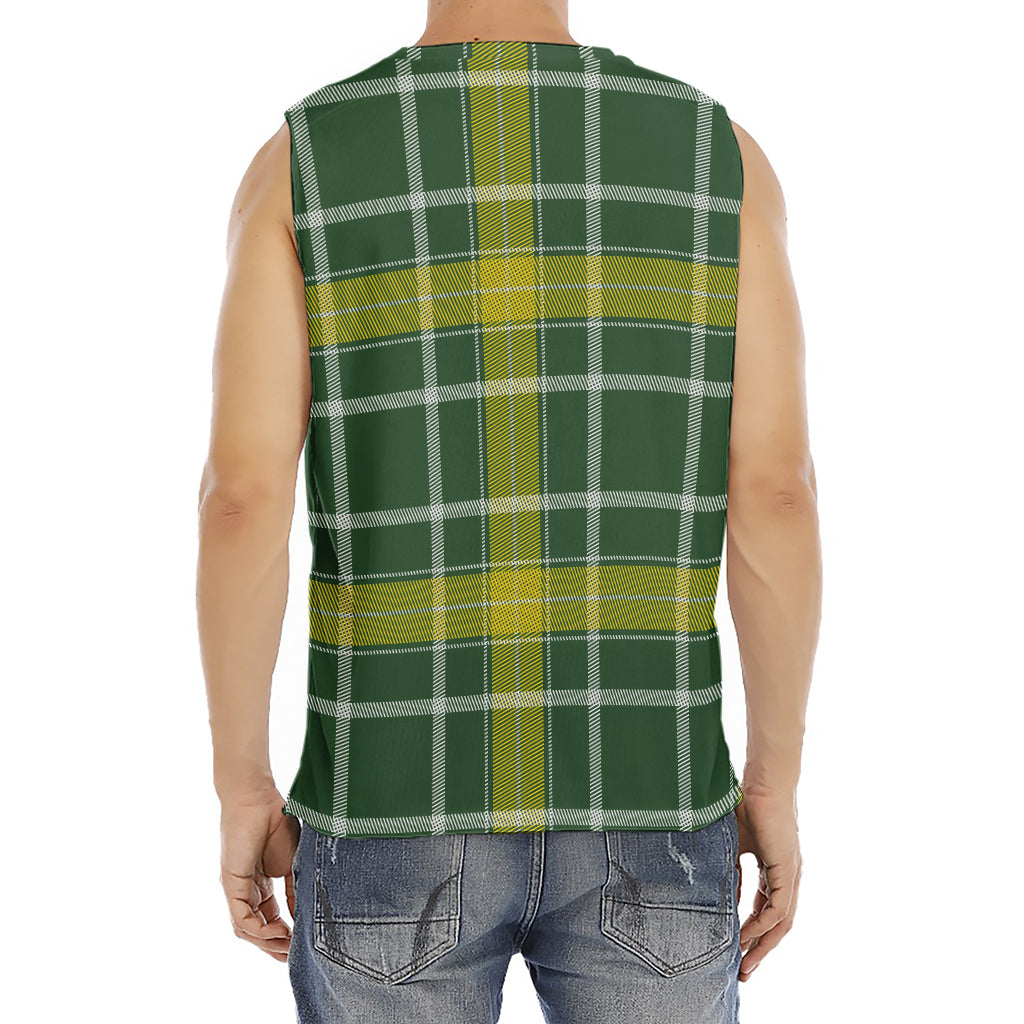 Green And Yellow Stewart Tartan Print Men's Fitness Tank Top
