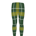 Green And Yellow Stewart Tartan Print Men's Leggings