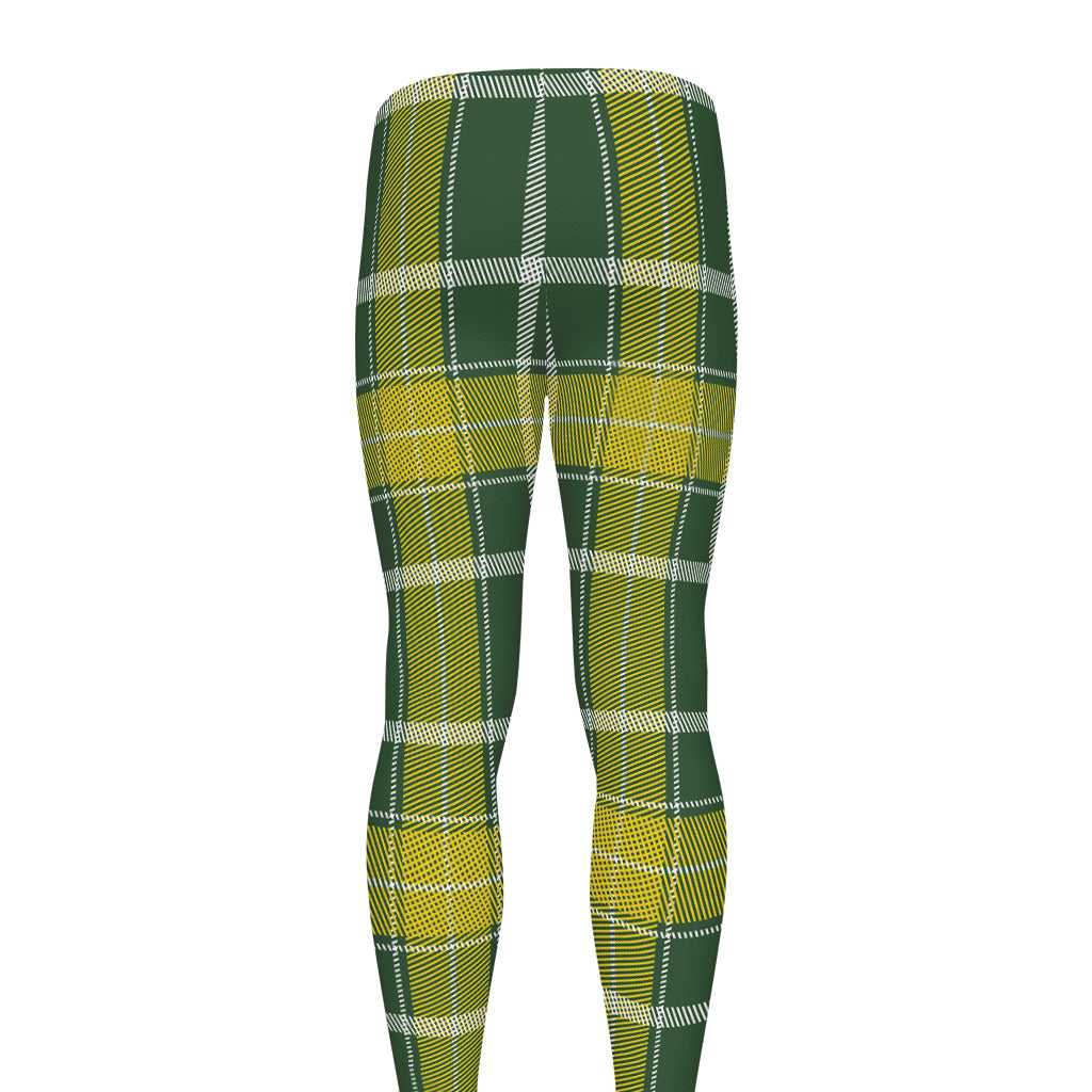 Green And Yellow Stewart Tartan Print Men's leggings