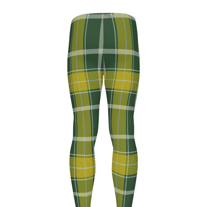Green And Yellow Stewart Tartan Print Men's leggings