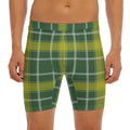Green And Yellow Stewart Tartan Print Men's Long Boxer Briefs