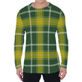 Green And Yellow Stewart Tartan Print Men's Long Sleeve T-Shirt