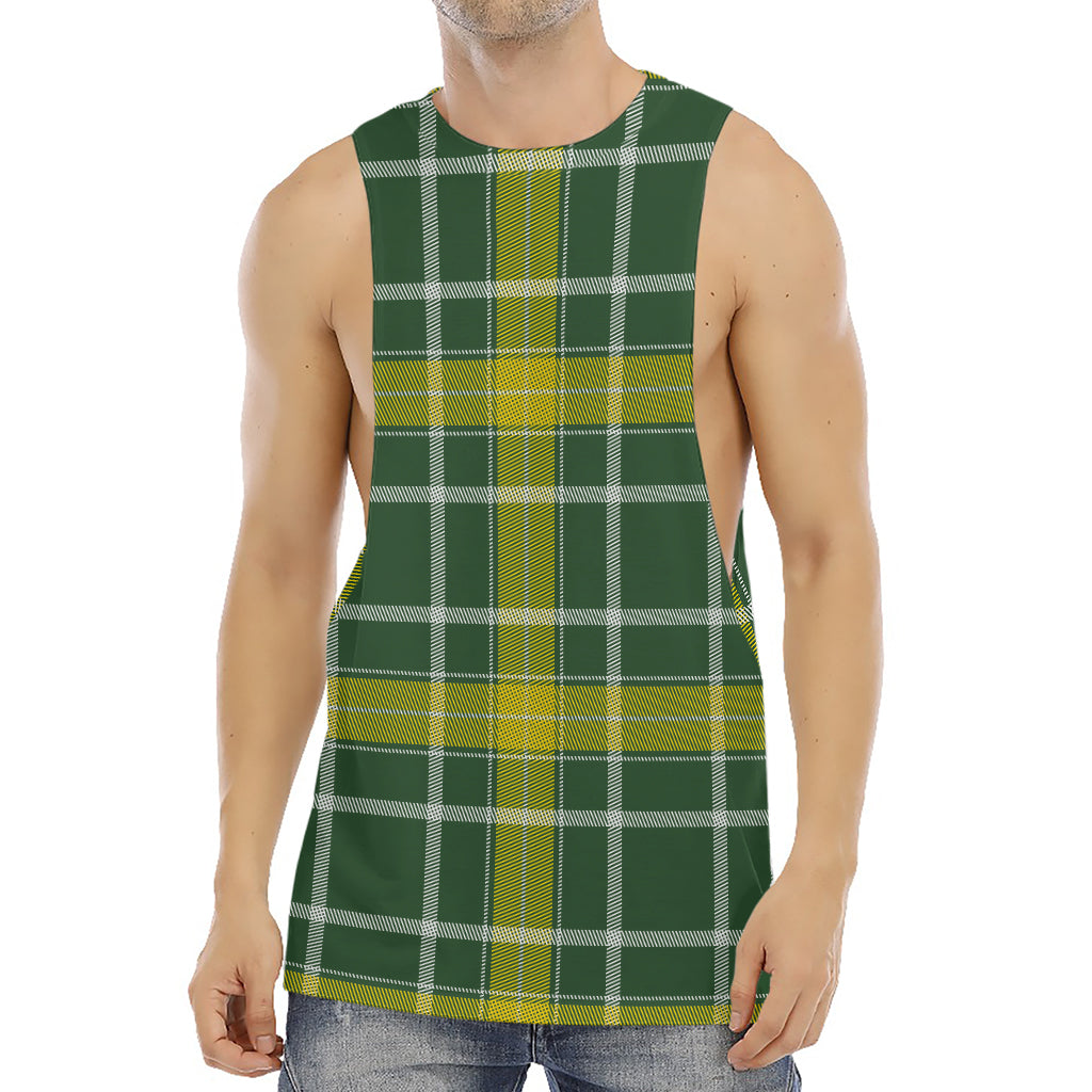 Green And Yellow Stewart Tartan Print Men's Muscle Tank Top