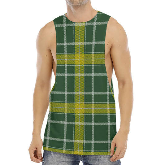 Green And Yellow Stewart Tartan Print Men's Muscle Tank Top