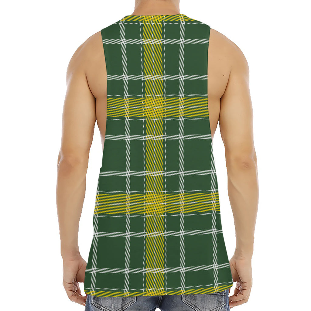 Green And Yellow Stewart Tartan Print Men's Muscle Tank Top