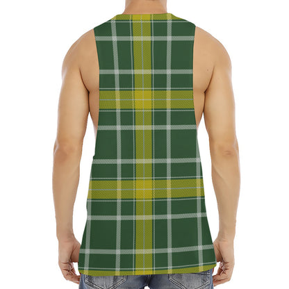 Green And Yellow Stewart Tartan Print Men's Muscle Tank Top