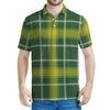 Green And Yellow Stewart Tartan Print Men's Polo Shirt