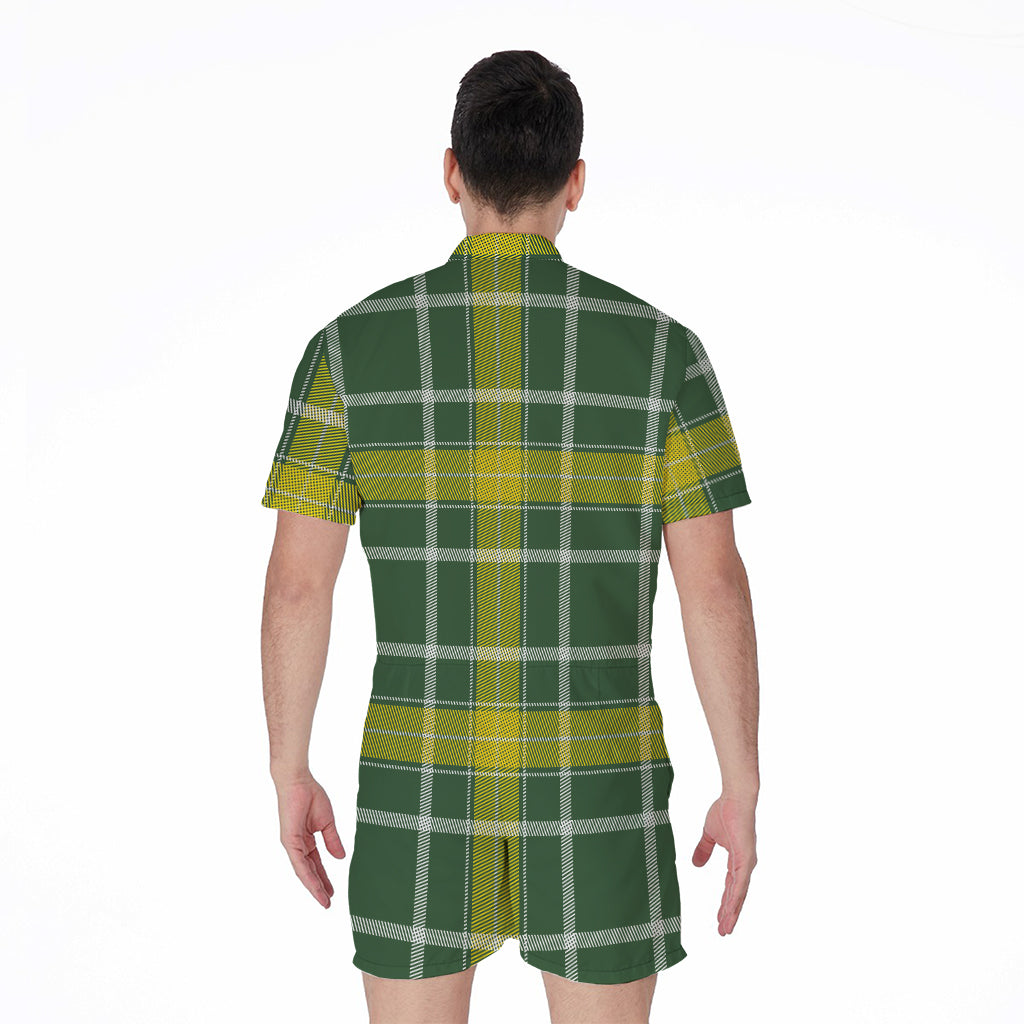 Green And Yellow Stewart Tartan Print Men's Rompers