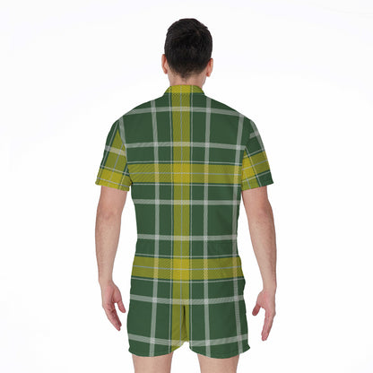 Green And Yellow Stewart Tartan Print Men's Rompers