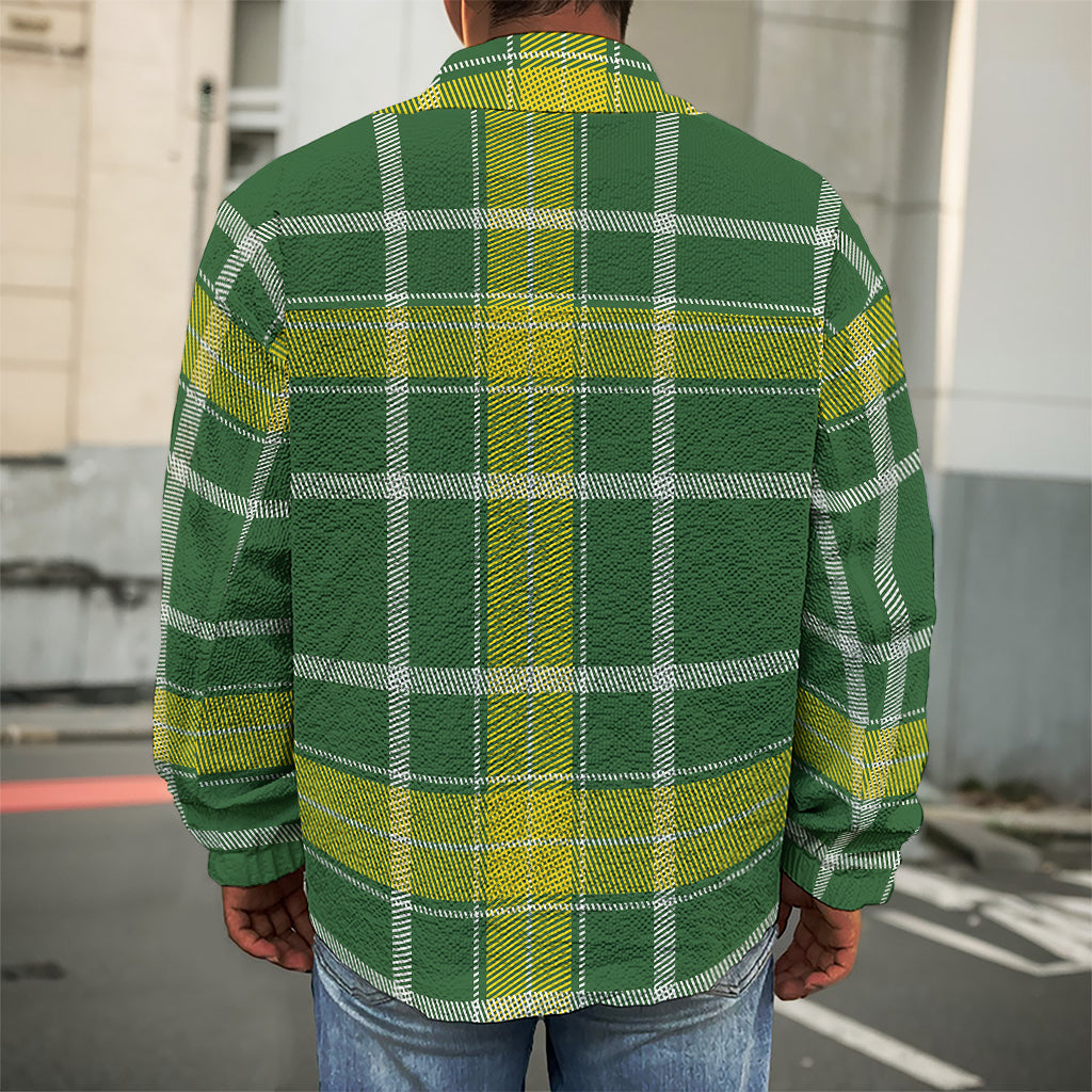 Green And Yellow Stewart Tartan Print Men's Shirt Jacket