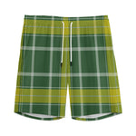 Green And Yellow Stewart Tartan Print Men's Sports Shorts