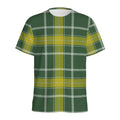 Green And Yellow Stewart Tartan Print Men's Athletic T-Shirt