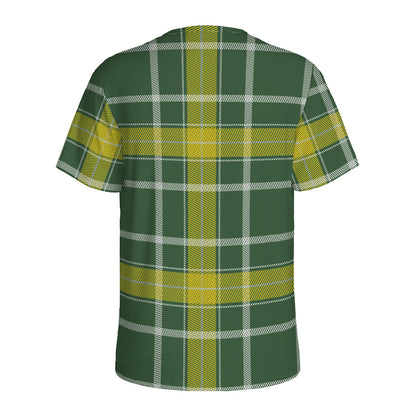 Green And Yellow Stewart Tartan Print Men's Sports T-Shirt