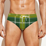 Green And Yellow Stewart Tartan Print Men's Swim Briefs