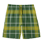 Green And Yellow Stewart Tartan Print Men's Swim Trunks