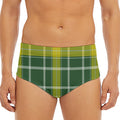 Green And Yellow Stewart Tartan Print Men's Triangle Swim Briefs