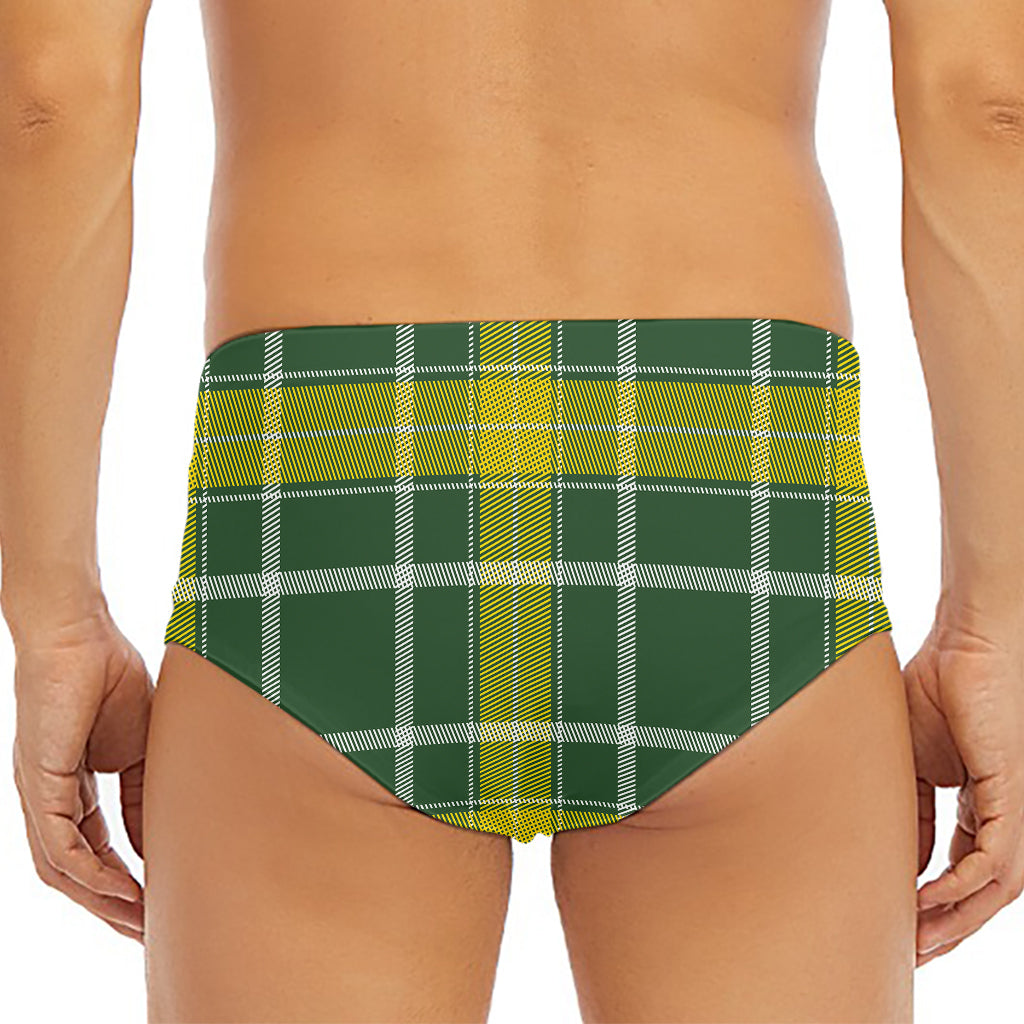 Green And Yellow Stewart Tartan Print Men's Triangle Swim Briefs