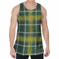 Green And Yellow Stewart Tartan Print Men's Velvet Tank Top
