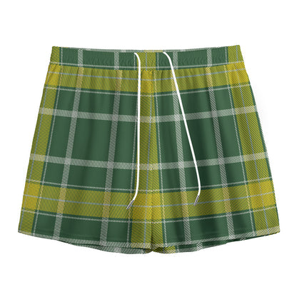 Green And Yellow Stewart Tartan Print Mesh Shorts