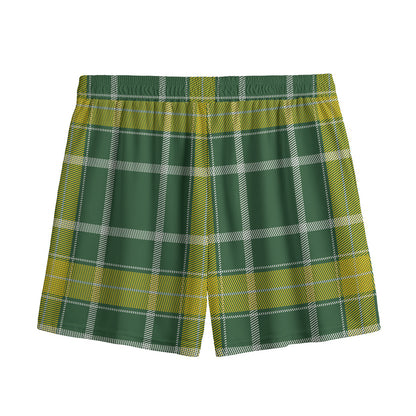 Green And Yellow Stewart Tartan Print Mesh Shorts