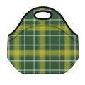 Green And Yellow Stewart Tartan Print Neoprene Lunch Bag