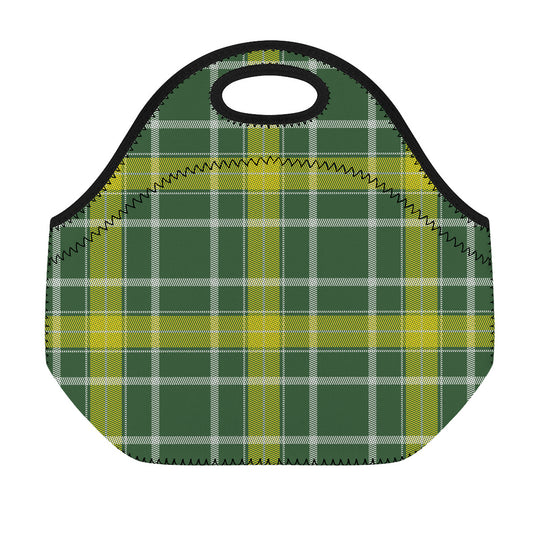 Green And Yellow Stewart Tartan Print Neoprene Lunch Bag