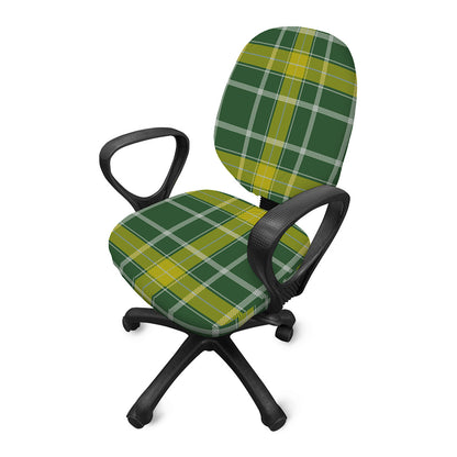 Green And Yellow Stewart Tartan Print Office Chair Cover