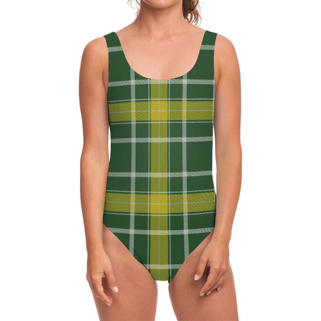 Green And Yellow Stewart Tartan Print One Piece Swimsuit