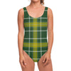 Green And Yellow Stewart Tartan Print One Piece Swimsuit