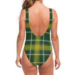 Green And Yellow Stewart Tartan Print One Piece Swimsuit