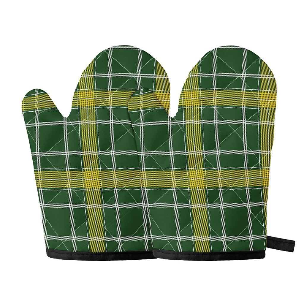Green And Yellow Stewart Tartan Print Oven Mitts