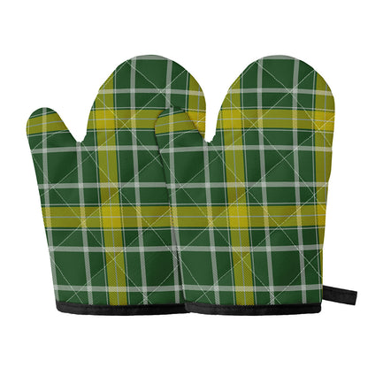 Green And Yellow Stewart Tartan Print Oven Mitts