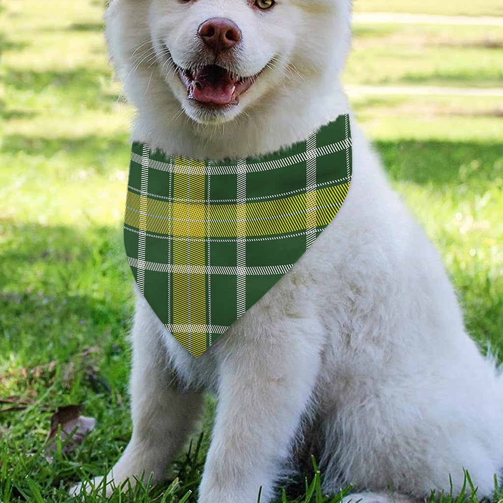 Green And Yellow Stewart Tartan Print Over The Collar Dog Bandana