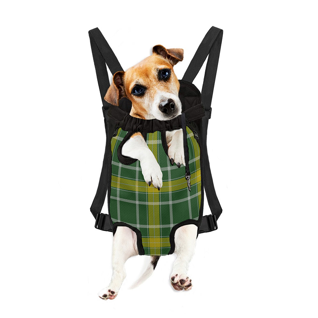 Green And Yellow Stewart Tartan Print Pet Carrier Backpack