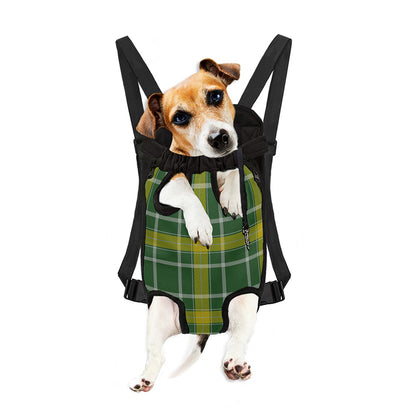Green And Yellow Stewart Tartan Print Pet Carrier Backpack