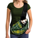 Green And Yellow Stewart Tartan Print Pet Sling Carrier