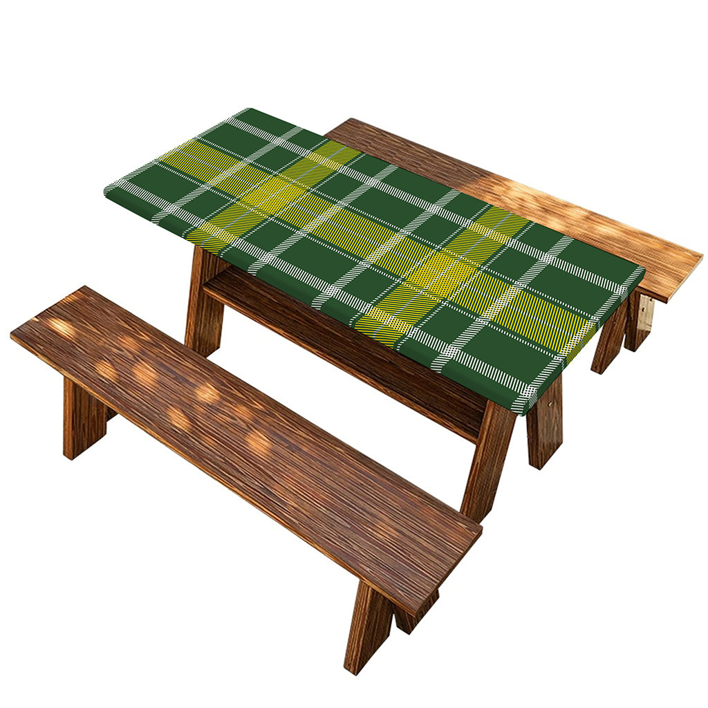 Green And Yellow Stewart Tartan Print Picnic Table Cover