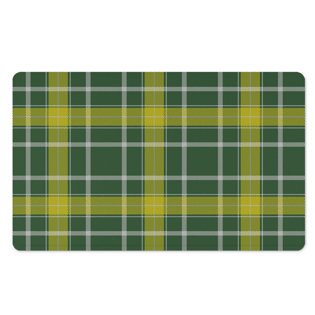 Green And Yellow Stewart Tartan Print Polyester Doormat