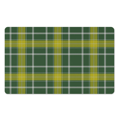 Green And Yellow Stewart Tartan Print Polyester Doormat