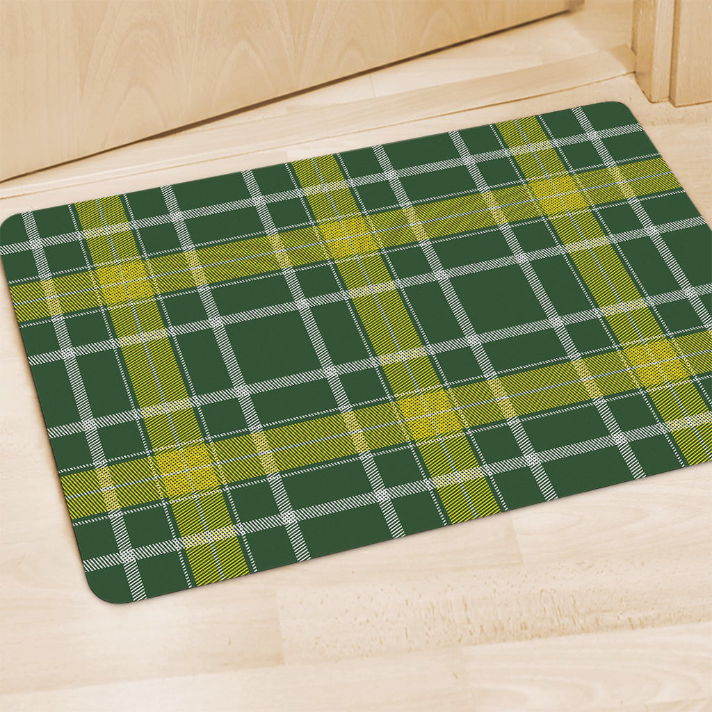 Green And Yellow Stewart Tartan Print Polyester Doormat