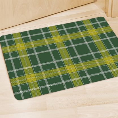 Green And Yellow Stewart Tartan Print Polyester Doormat