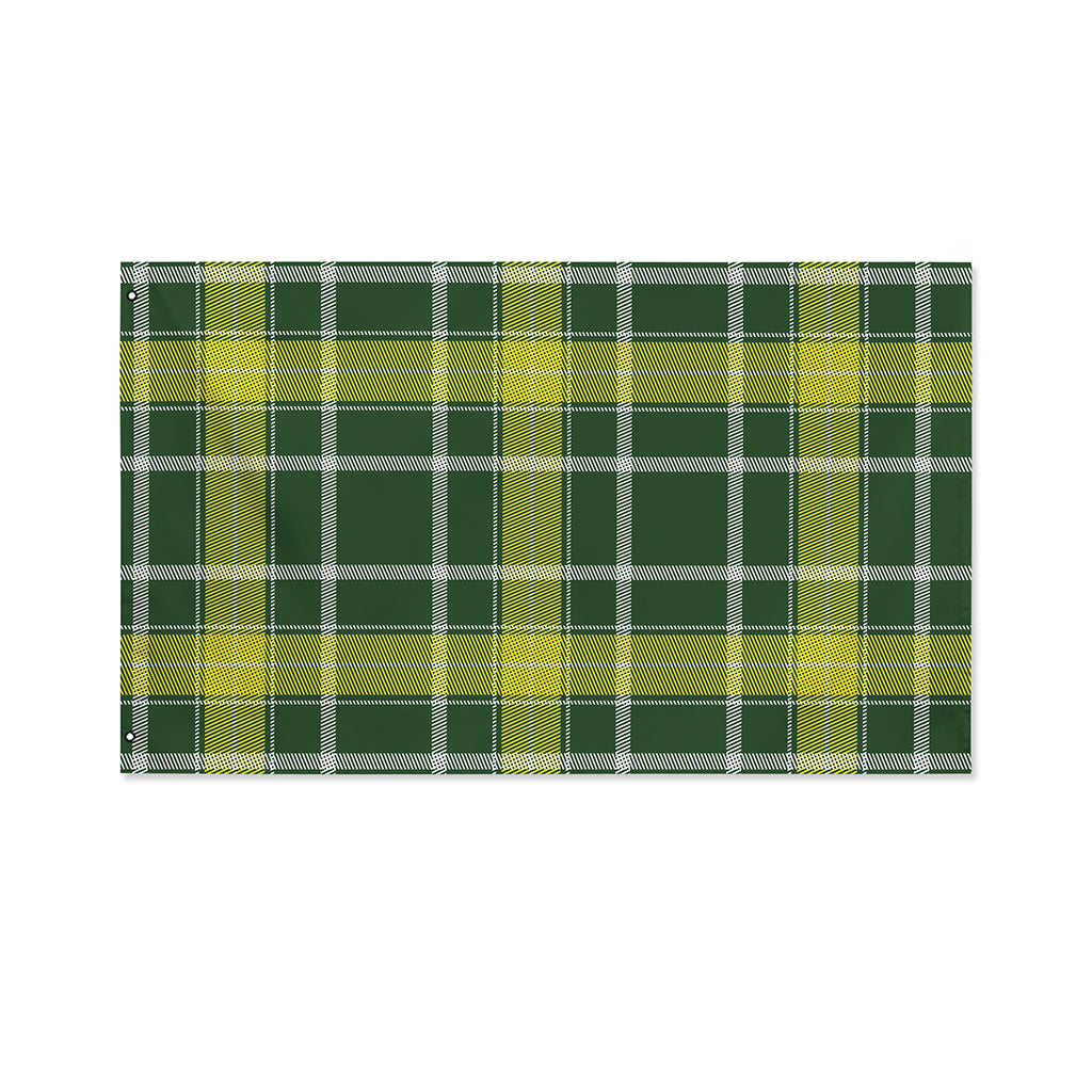 Green And Yellow Stewart Tartan Print Polyester Flag